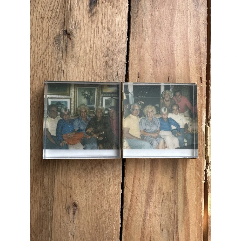 Vintage Hinged Double Photo Picture‎ Frame Gold Tone Metal Mid Century